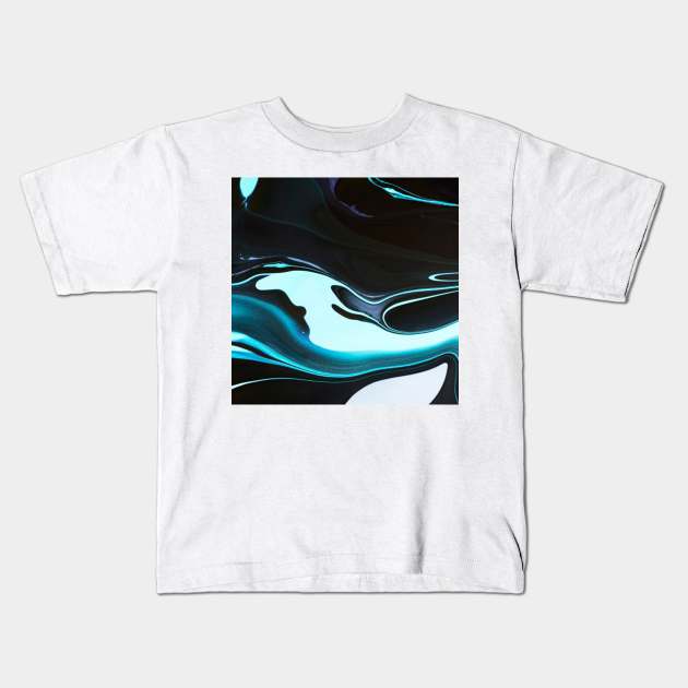 Oceanna Marble Art Kids T-Shirt by giantplayful